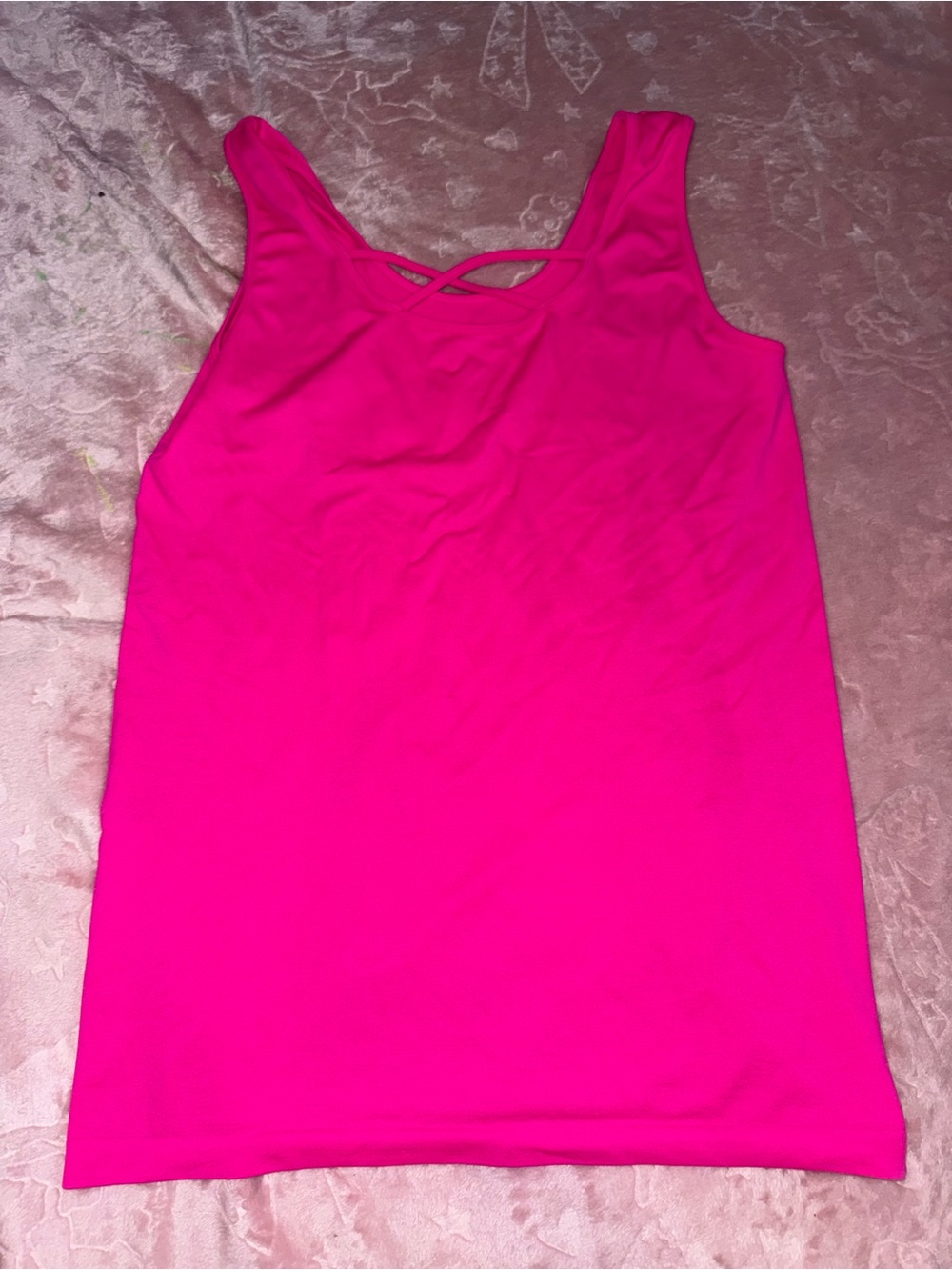 Bright Pink Women’s Sleeveless Tank with Crisscross Back